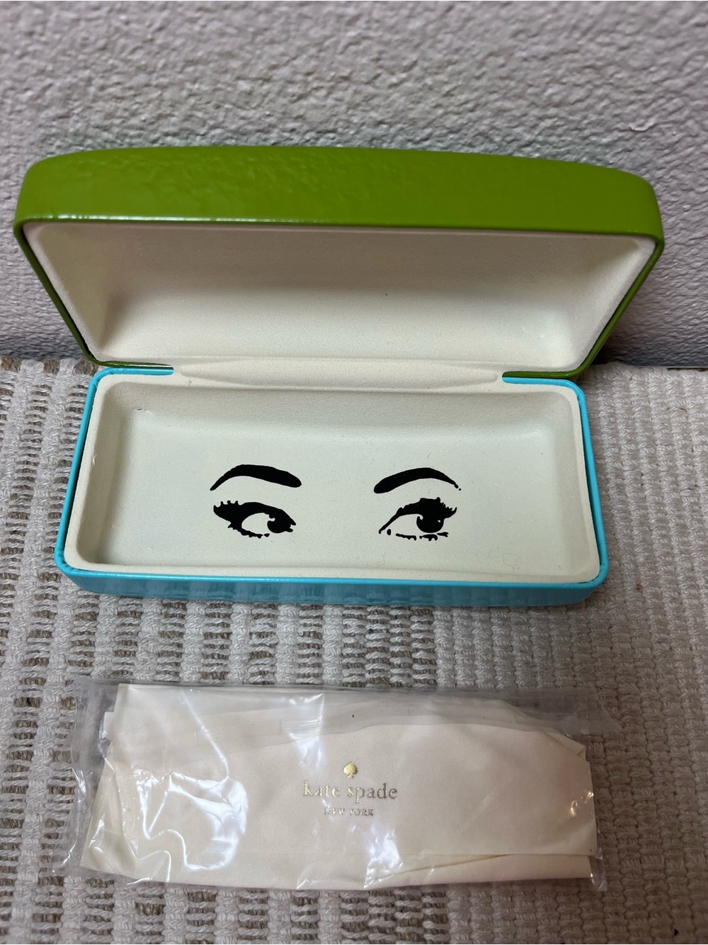 kate spade Women's Eyewear Case - Lime Green & Turquoise with cleaning cloth
